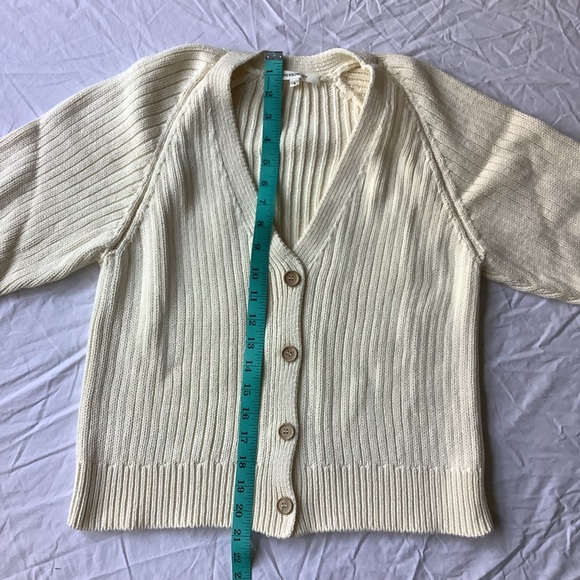 Emerson Fry Rib Knit V Neck Cardigan - Ivory - Picture 8 of 12